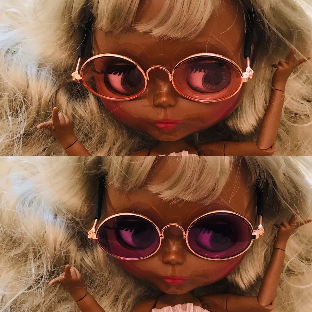 Doll Sunglasses Round Copper Wire Rim Blythe AG